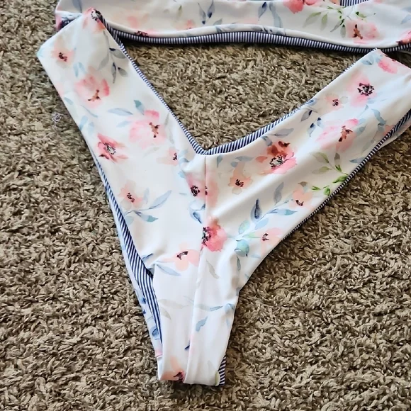 Skatie Striped and Floral Bikini Set - Picture 3 of 4